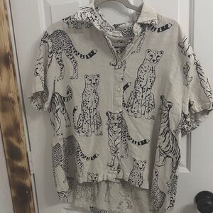 Jane and Delancey Cream Animal Print Top